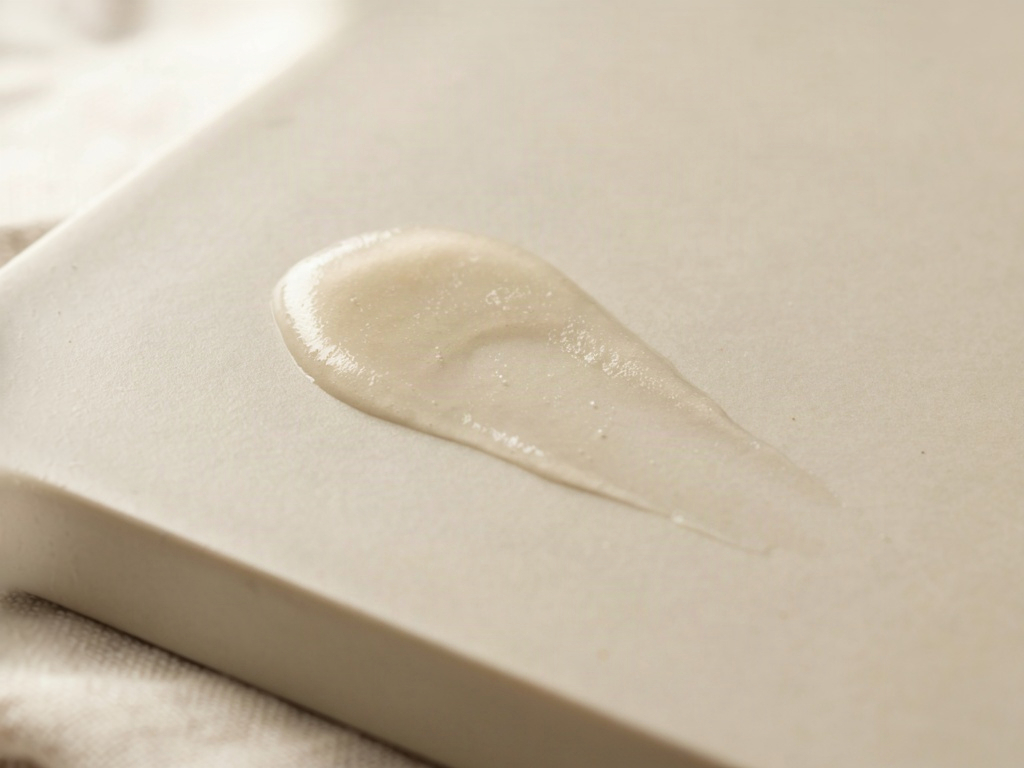 Gel-cream face moisturizer for oily skin swatched across a matte ceramic tile