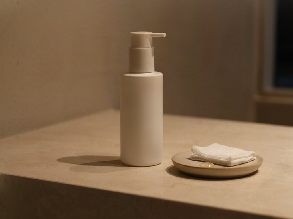 Night bathroom shelf with a closed serum bottle illustrating when to apply retinol in an evening routine