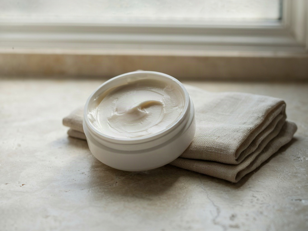 Bathroom counter in morning light representing a daily routine with an anti wrinkle eye cream