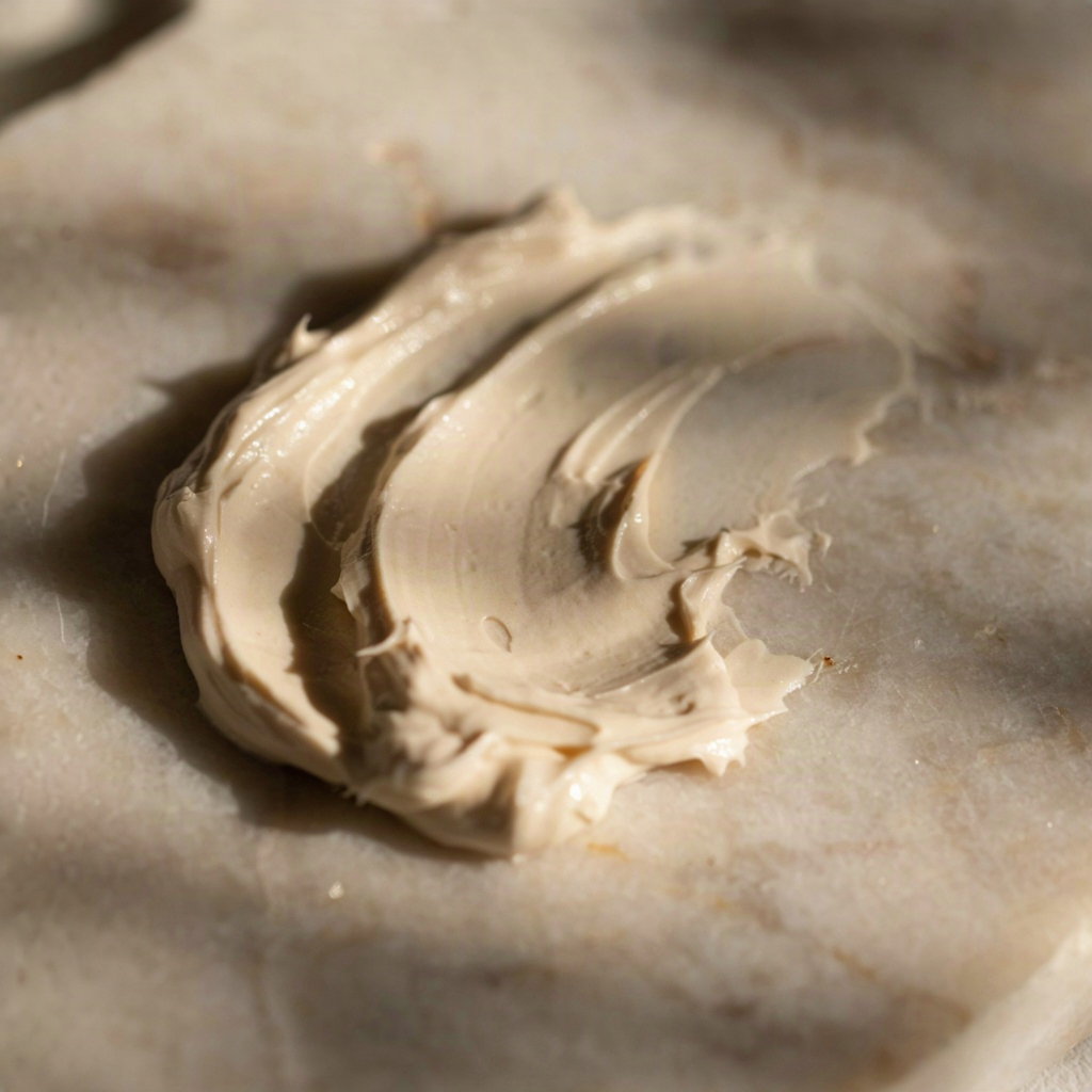 Macro swatch showing the rich texture of a moisturizer for aging skin